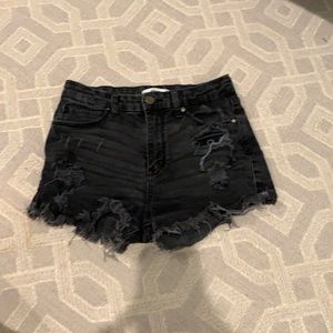 Black JBD ripped jean shorts